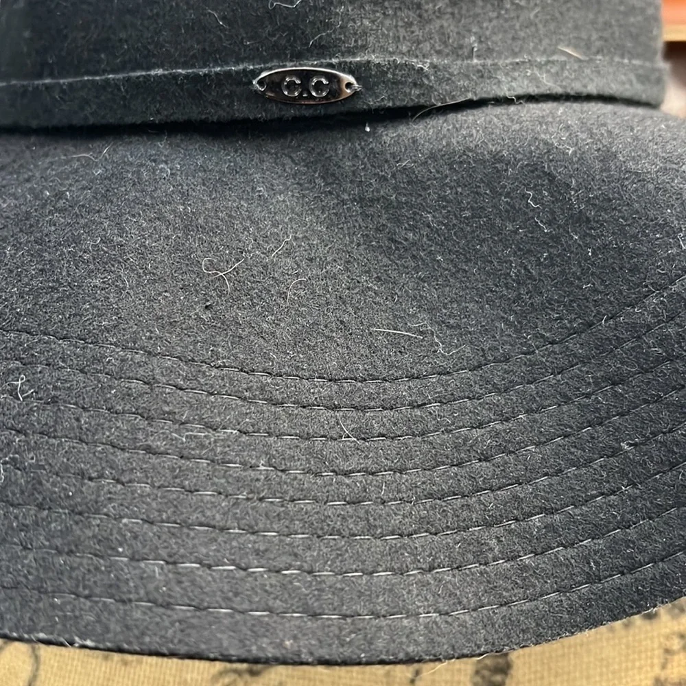C.C WOOL FLOPPY BEACH HAT BLACK